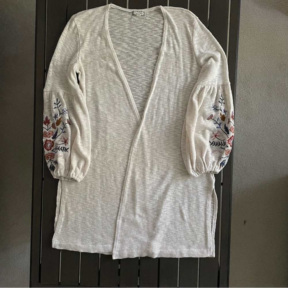 EYESHADOW BOHO PEASANT OPEN FRONT EMBROIDERED CARDIGAN!! - Picture 7 of 11